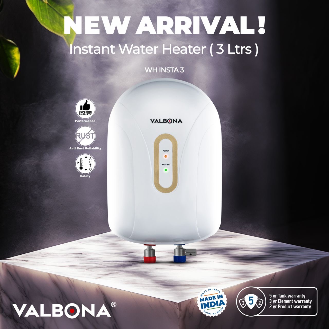 VALBONE 3LTR INSTANT WATER HEATER
