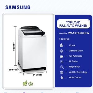 SAMSUNG 10KG WASHING MACHINE FULLY AUTO (WA10T5260BW/NQ)
