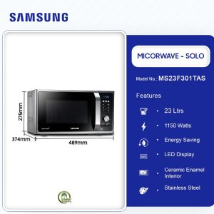 SAMSUNG 23 LTR SOLO MICROWAVE (MS23F301TAS)