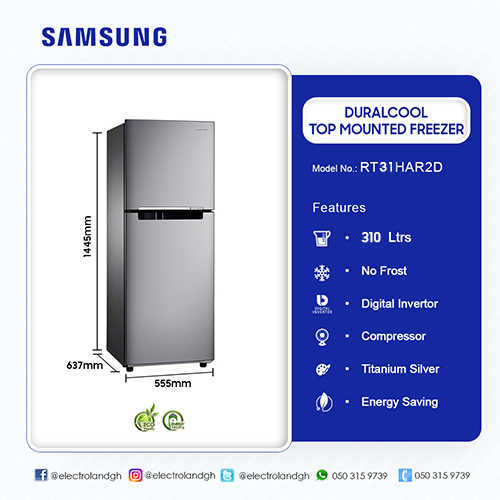 SAMSUNG 310LTR TOP MOUNT FRIDGE (RT31HAR4DSA)