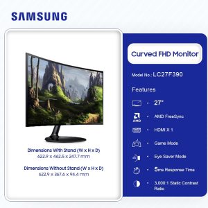 SAMSUNG 27”FHD SLIM LED MONITOR (LC27F390FHMXZN)
