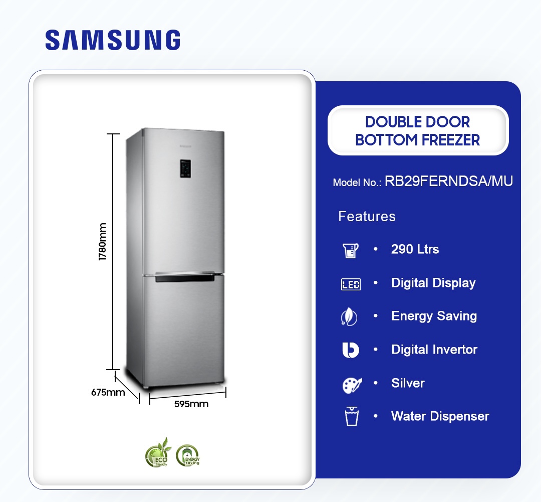 SAMSUNG 290 LTR BOTTOM FREEZER(RB29FERNDSA/MU)