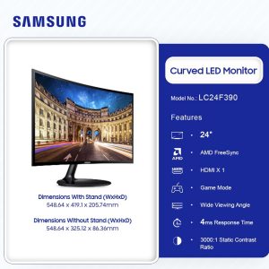 SAMSUNG 24” FULL HD LED MONITOR (LC24F390FHMXZN)