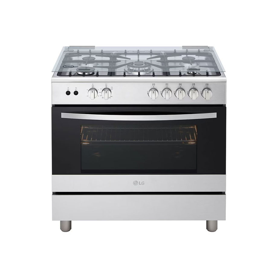 LG 90 x 60 5 Burner Silver Free standing Gas Cooker FA415RMA