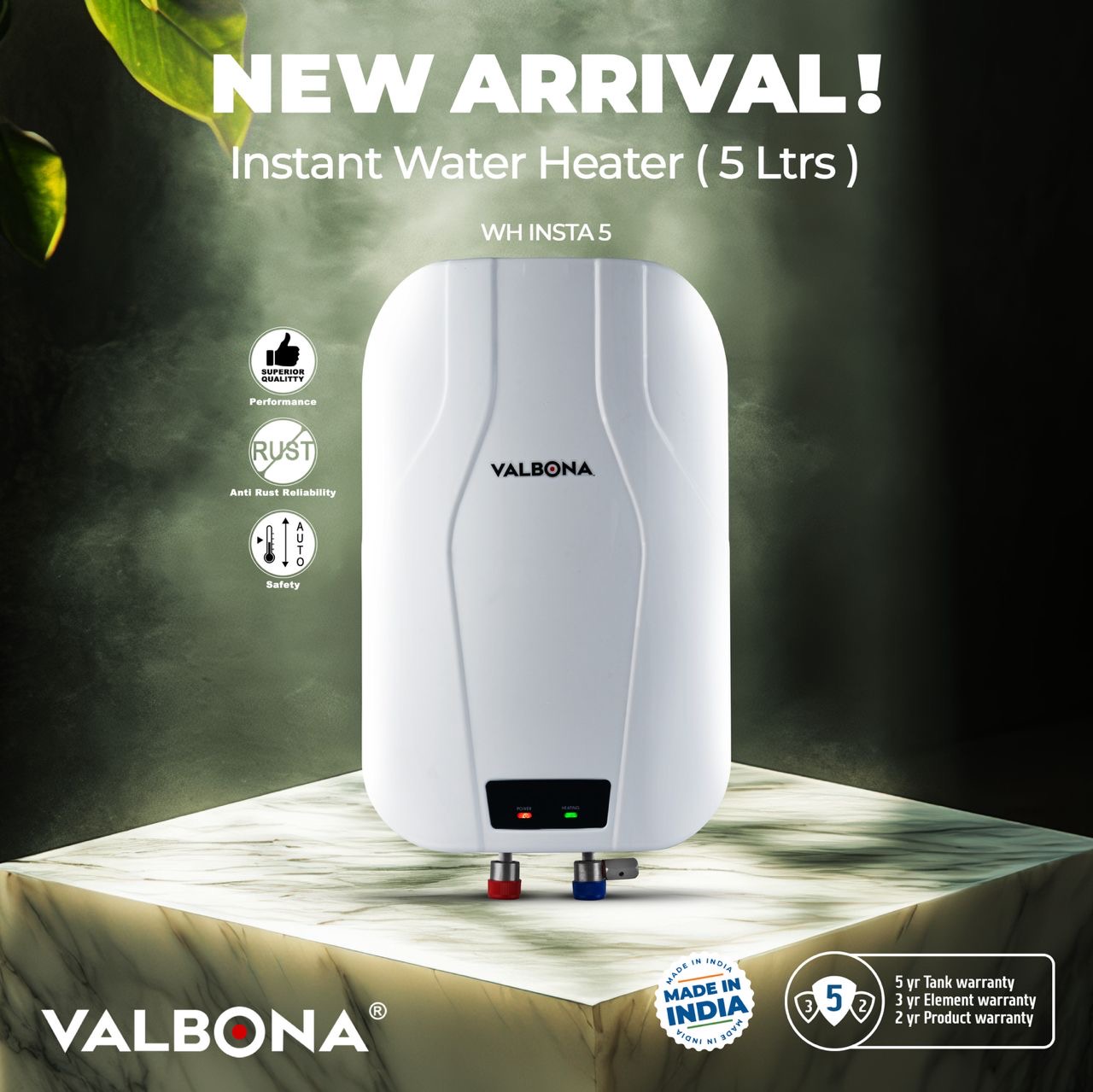 VALBONE 5LTR INSTANT WATER HEATER
